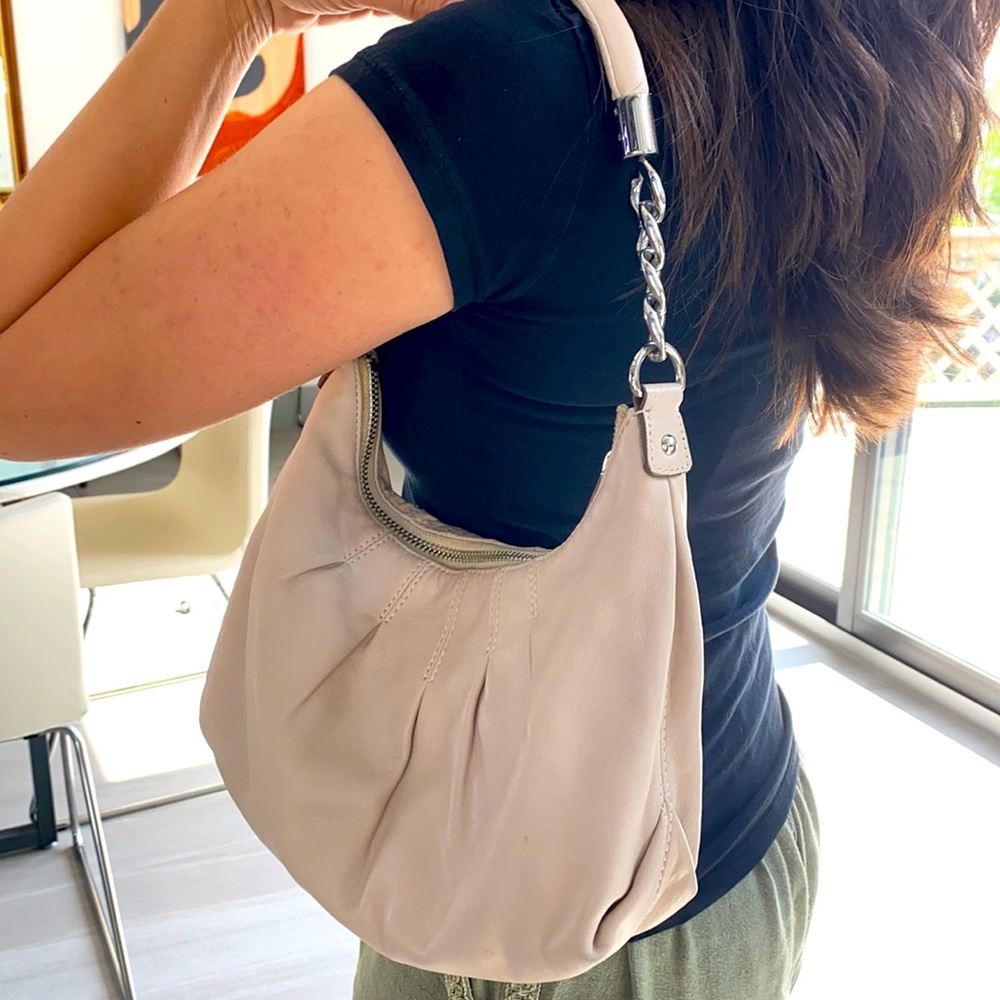 Michael Kors small shoulder leather cream bag